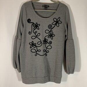 Love & Legend Grey & Black Floral Design Sweater Top